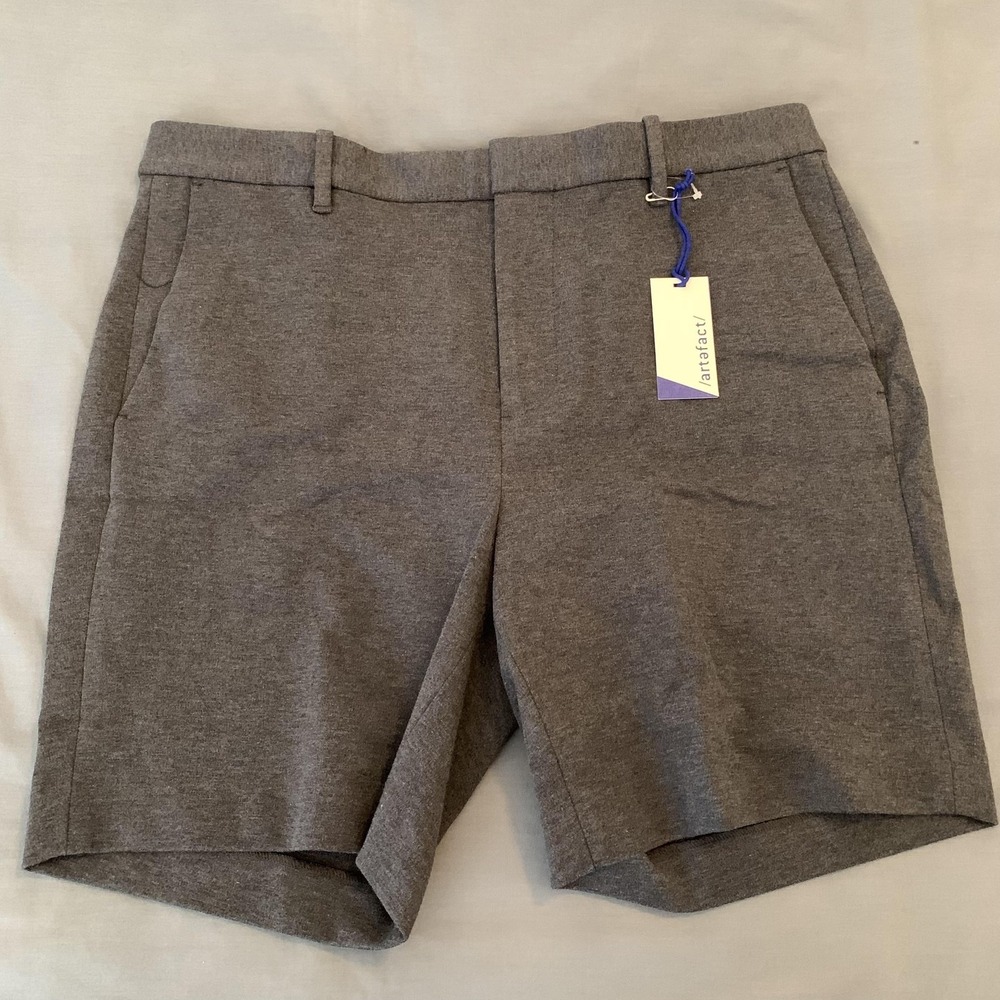 /artefact/‎ Shorts Mens 34 Gray Jersey Chino Stretch Knit Casual Golf Pockets